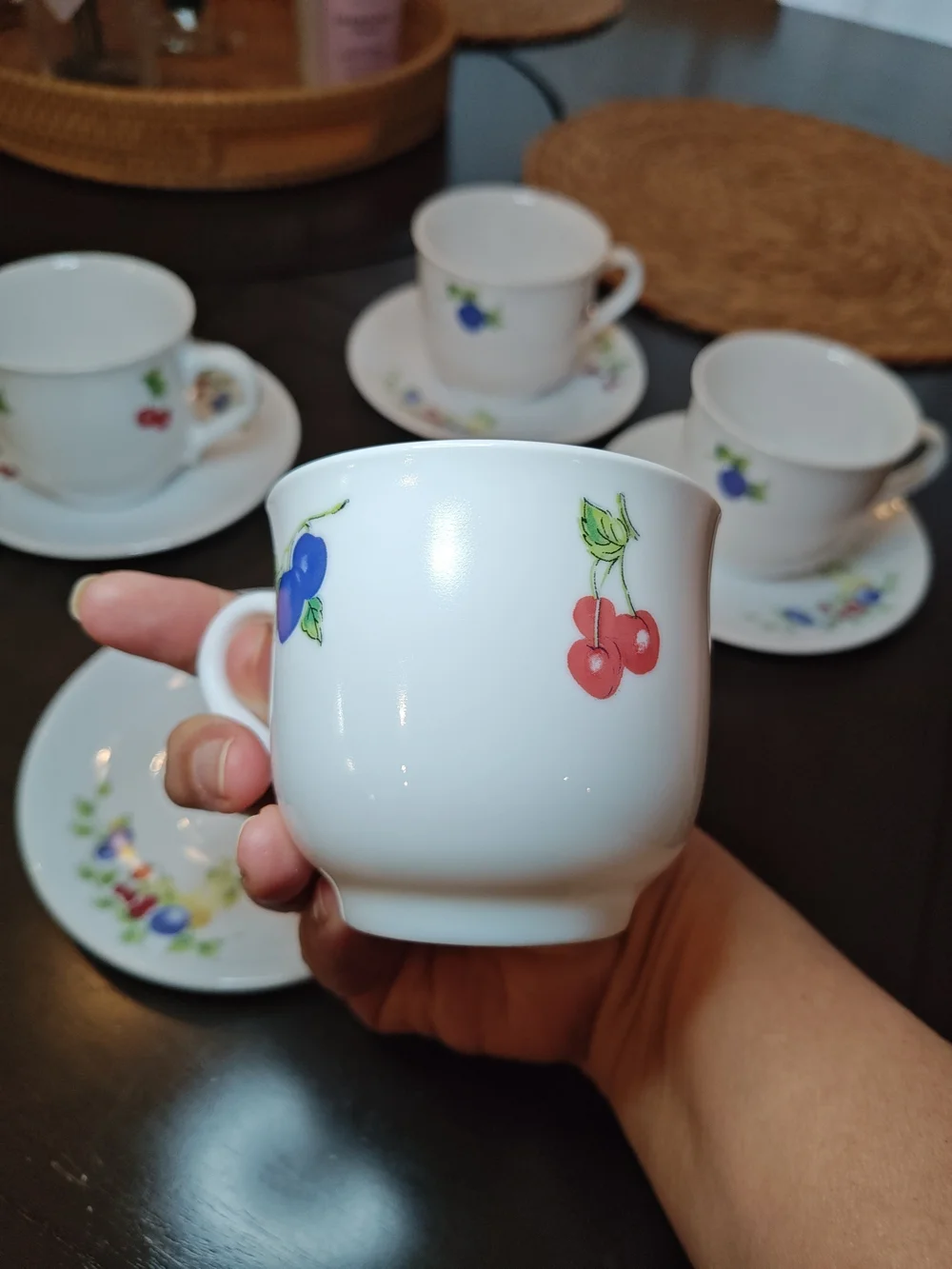 Vintage Martha Stewart Everyday Fruit Cup & Saucer Set Of 4 - Made in France